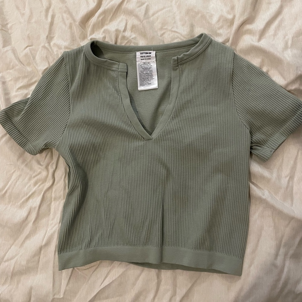 Cotton On Ribbed Crop VNeck
